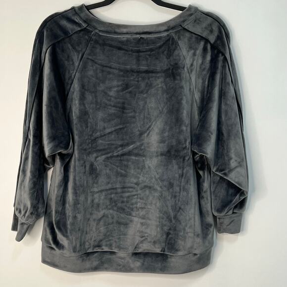 POL Crushed Velvet Grey Plush Small Crewneck Sweatshirt Stretch Loungewear NWOT - Picture 5 of 10